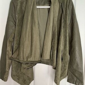 Blank NYC Green‎ Leather Jacket Asymmetrical Design